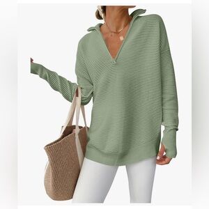 NWT GREEN HALF ZIP CARDIGAN-S